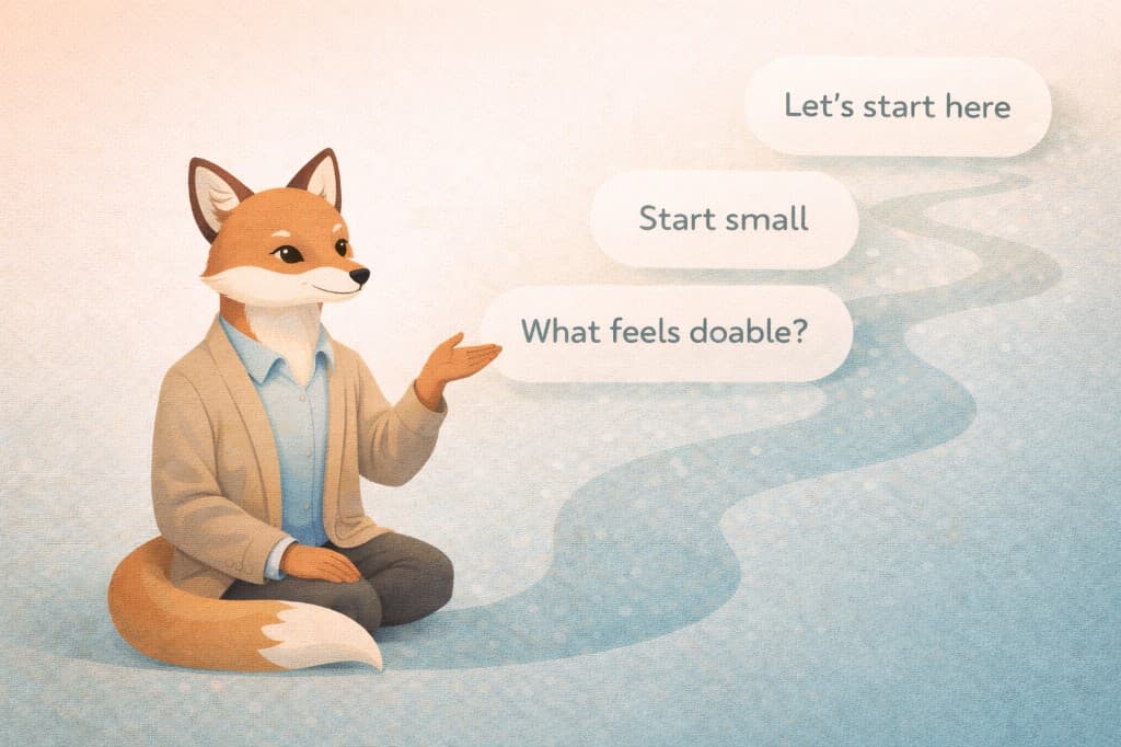 The ExecuFox coach offering an encouraging, doable first step